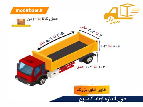 طول اندازه ابعاد کامیون
