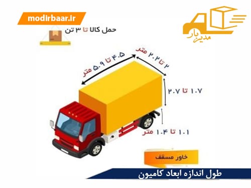 طول اندازه ابعاد کامیون